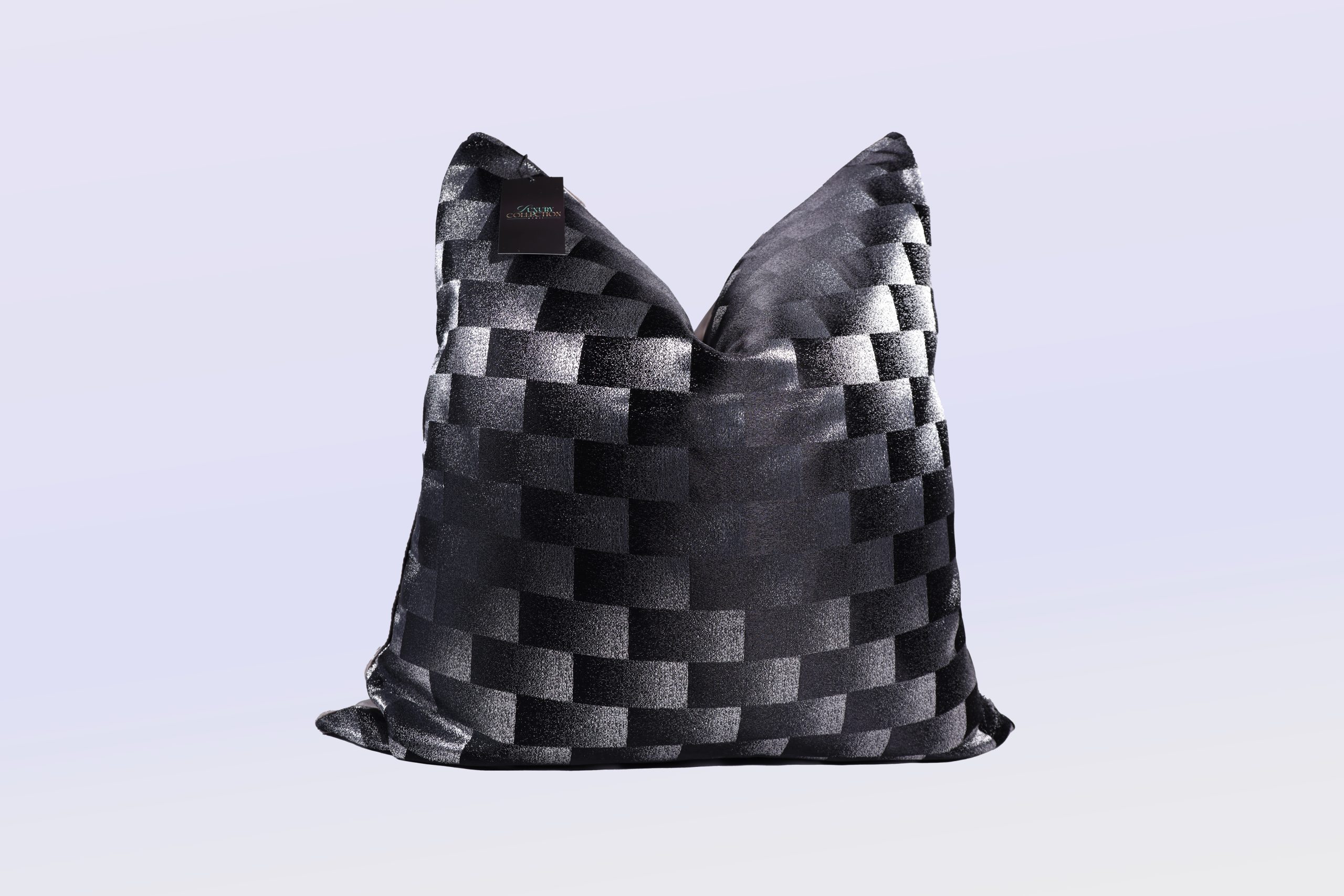 Gray-and-Black-Checkers - 24" Square Luxury Collection Pillow Case w/Hidden Zipper (insert not included)